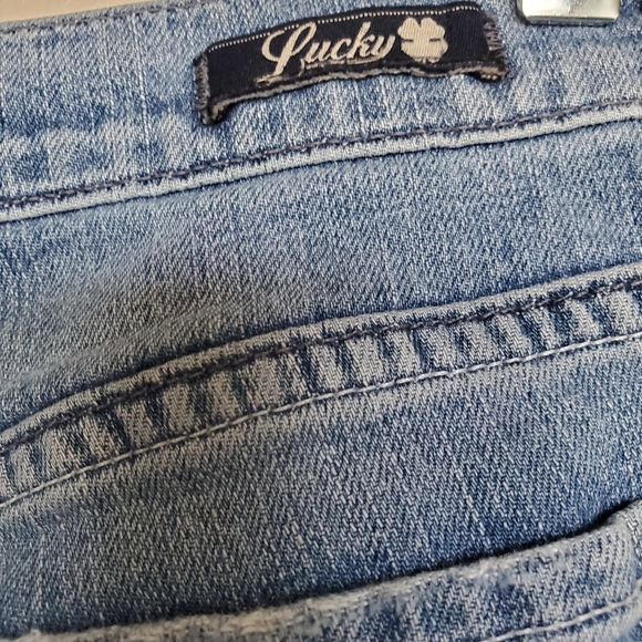 VTG Y2K Lucky Brand Dunagrees Blue Denim Cropped Jeans Women's Size 12/31 - Picture 5 of 9